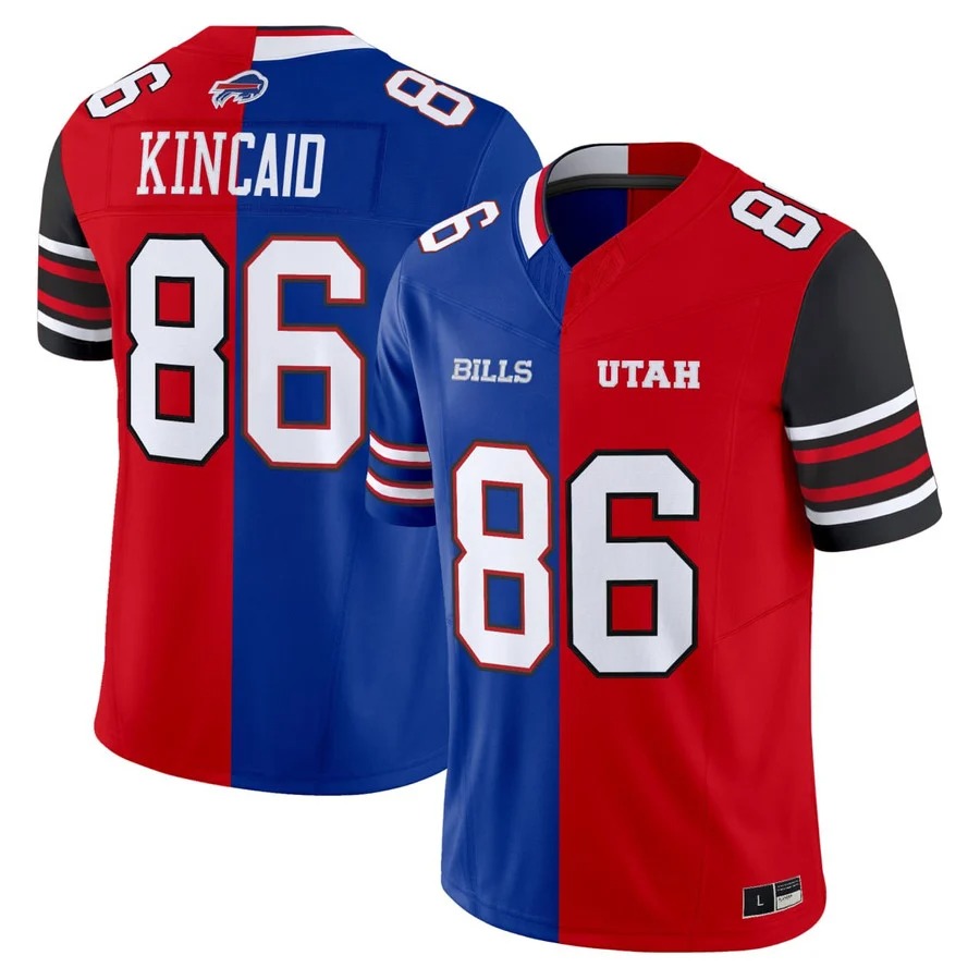 Dalton Kincaid #86 Buffalo Bills & Utah Utes Split Jersey - All Stitched