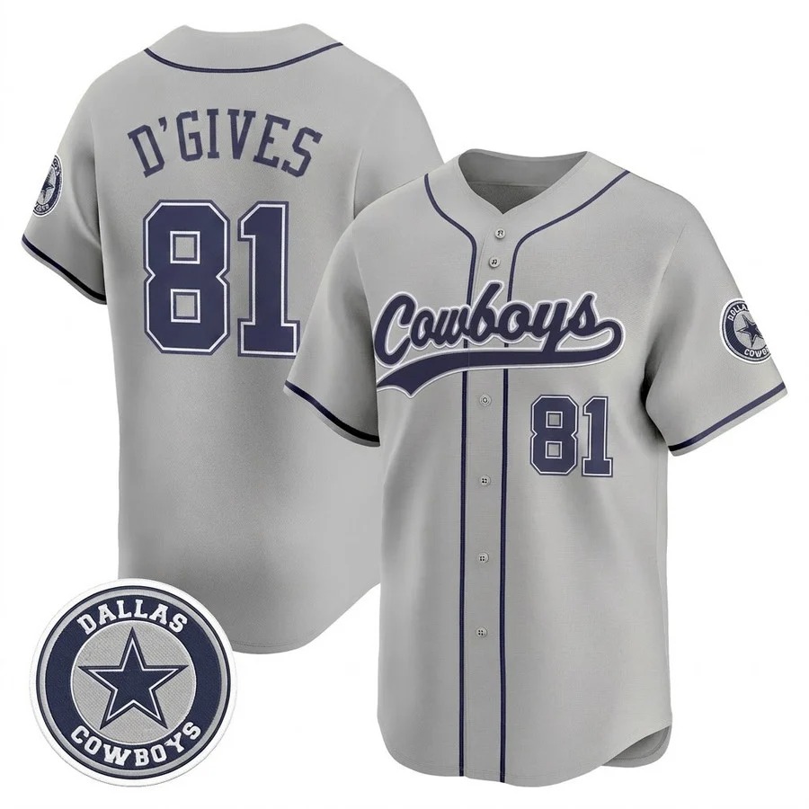 D'GIVES #81 Dallas Cowboys Gray Jersey - All Stitched