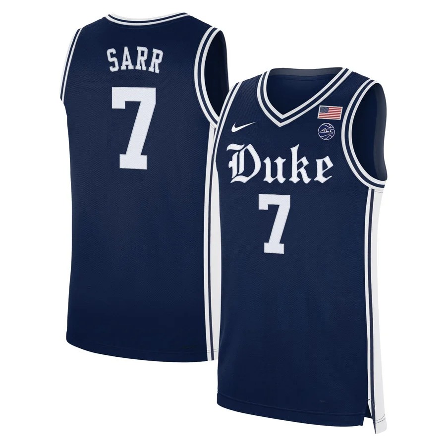 Dame Sarr #7 Duke Blue Devils Basketball Navy Jersey- All Stitched