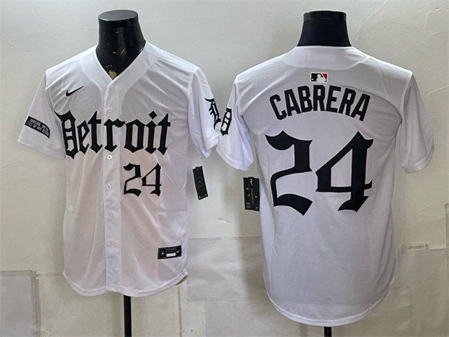 Men's Detroit Tigers #24 Miguel Cabrera 2026 White 'Motor Gothic Edition' Vapor Premier Limited Stitched Baseball Jersey