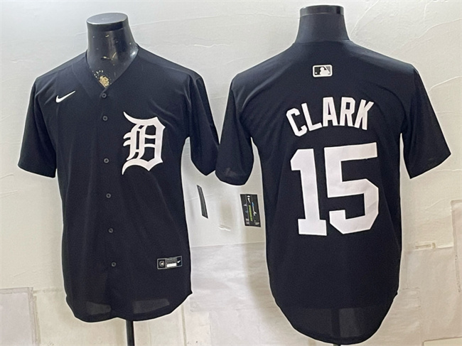 Men's Detroit Tigers #15 Max Clark Black 2026 Cool Base Stitched Baseball Jersey