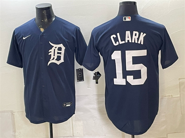 Men's Detroit Tigers #15 Max Clark Navy 2026 Cool Base Stitched Baseball Jersey