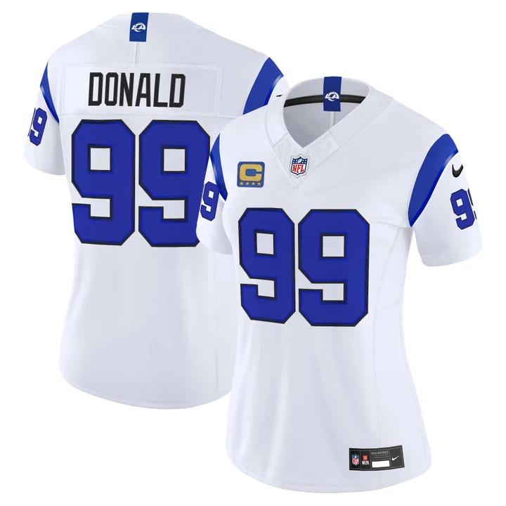 Women's Los Angeles Rams #99 Aaron Donald White Fearsome 2026 F.U.S.E. Vapor Limited Stitched Football Jersey(Run Small)