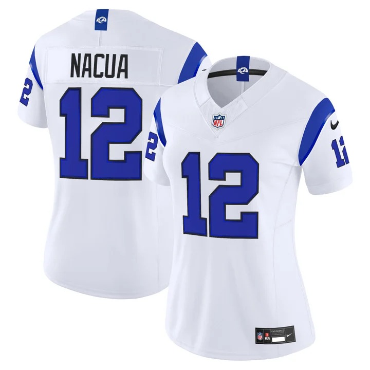Women's Los Angeles Rams #12 Puka Nacua White Fearsome 2026 F.U.S.E. Vapor Limited Stitched Football Jersey(Run Small)