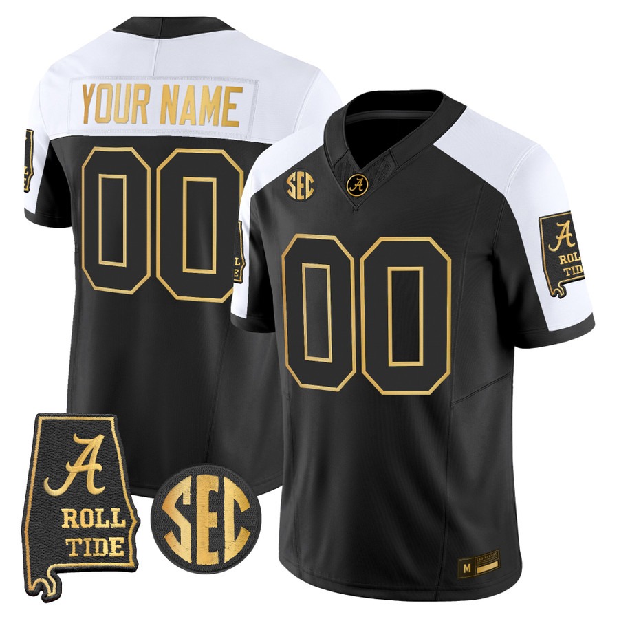 Alabama Crimson Tide 2026 Gold Vapor Limited Custom Jersey Alternate - Alabama Map - All Stitched