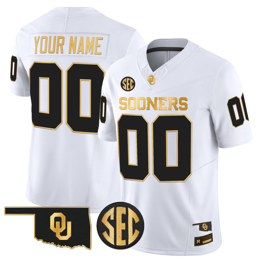 Oklahoma Sooners 2026 Gold Vapor Limited Custom Jersey White Gold - All Stitched