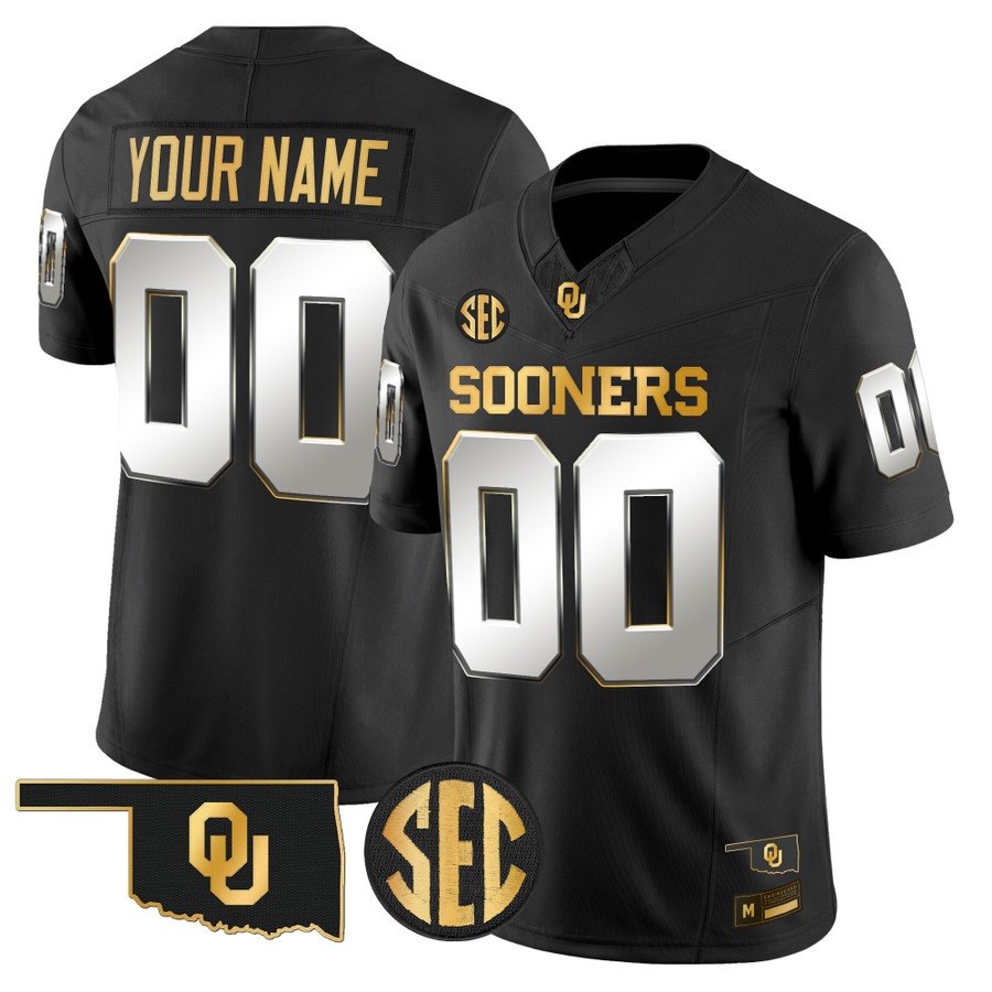Oklahoma Sooners 2026 Gold Vapor Limited Custom Jersey Black Limited - All Stitched