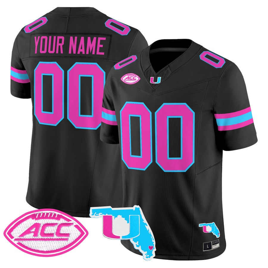 Miami Hurricanes Vice City Vapor Limited Custom Jersey Black - All Stitched