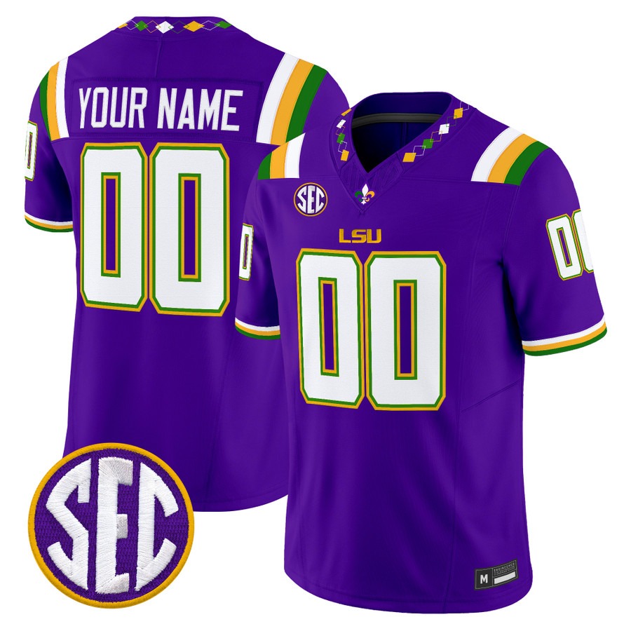 LSU Tigers 2026 Mardi Gras Edition'' Vapor Limited Custom Jersey Purple - All Stitched