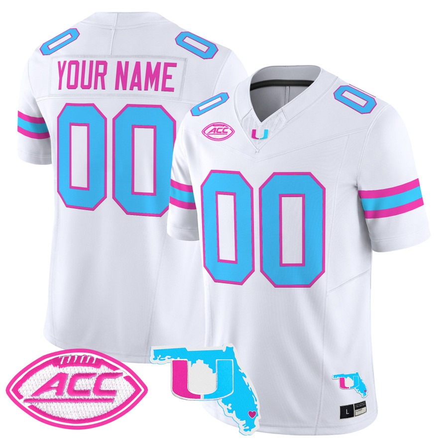 Miami Hurricanes Vice City Vapor Limited Custom Jersey White - All Stitched