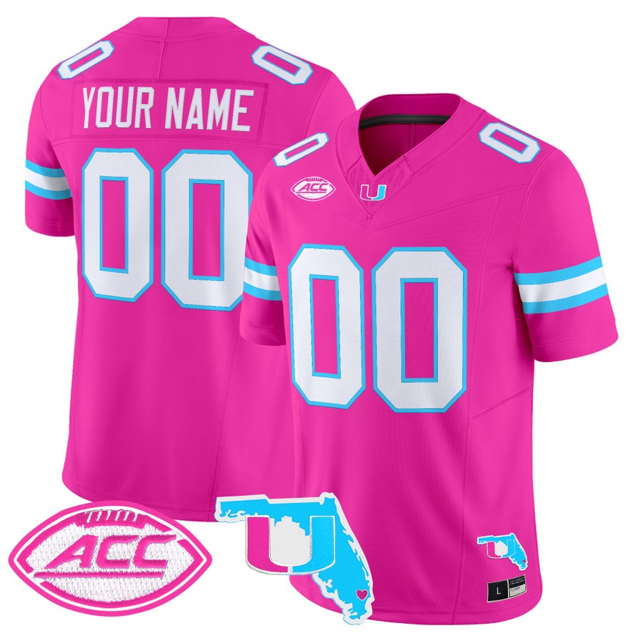 Miami Hurricanes Vice City Vapor Limited Custom Jersey Pink - All Stitched