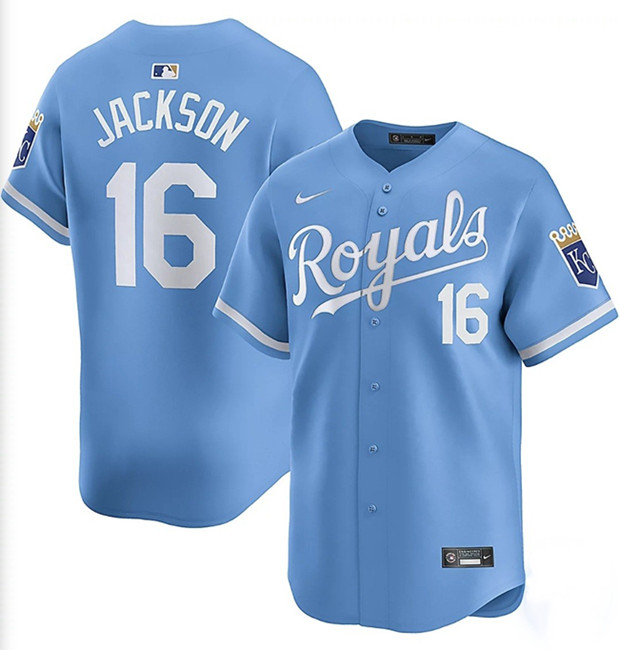 Men's Kansas City Royals #16 Bo Jackson Light Blue Limited Stitched Baseball Jersey