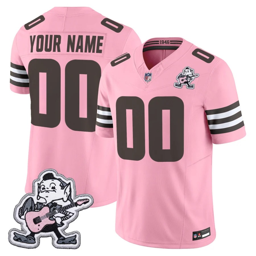Cleveland Browns MGK Patch Vapor Limited Custom Jersey Pink - All Stitched