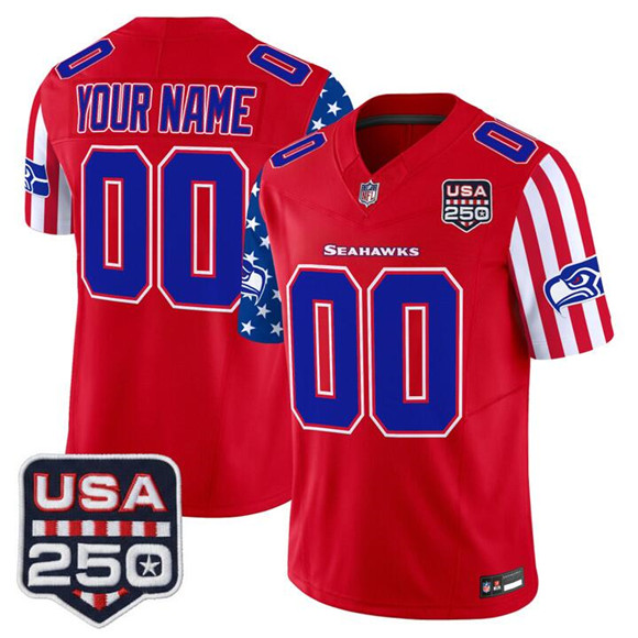 Men & Women & Youth Seattle Seahawks Customized Red 2026 F.U.S.E. America 250 Edition Patch Vapor Limited Stitched Football Jersey