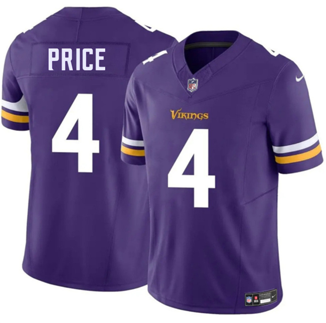 Men & Women & Youth Minnesota Vikings #4 Myles Price Purple 2026 F.U.S.E. Vapor Untouchable Limited Stitched Jersey