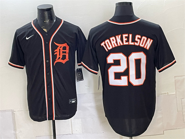 Men's Detroit Tigers #20 Spencer Torkelson Black 2026 Fashion Replica Black Out Stitched Baseball Jersey