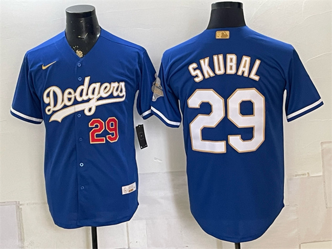 Men's Los Angeles Dodgers #29 Tarik Skubal Royal 2026 Gold Collection Stadium Stitched Baseball Jersey