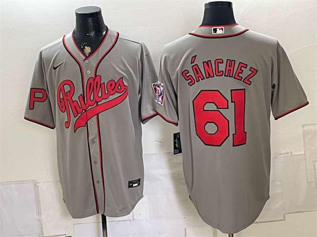 Men's Philadelphia Phillies #61 Cristopher Sánchez Gray 2026 Field of Dreams Stadium Stitched Baseball Jersey