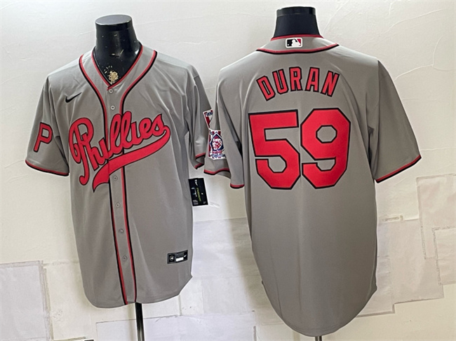Men's Philadelphia Phillies #59 Jhoan Duran Gray 2026 Field of Dreams Stadium Stitched Baseball Jersey