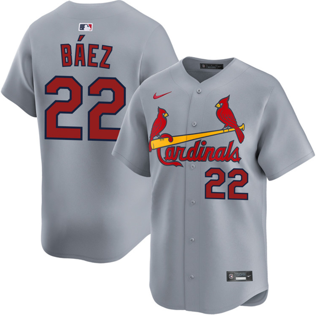 Men's St. Louis Cardinals #22 Joshua Baez Grey 2024 Away Limited Stitched Baseball Jersey