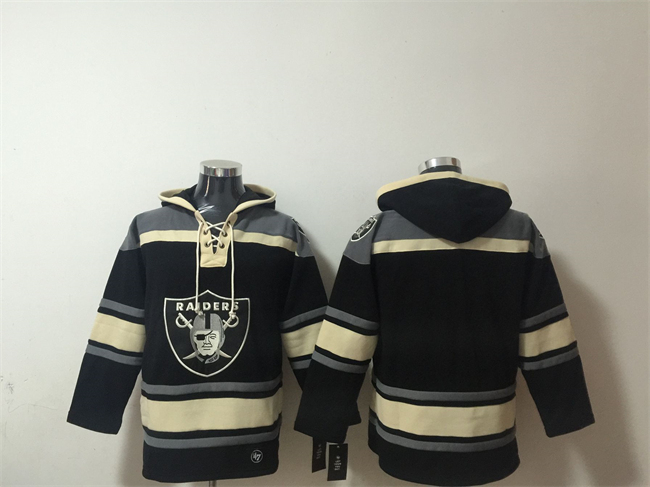 Men's Las Vegas Raiders Blank Black Ageless Must-Have Lace-Up Pullover Hoodie