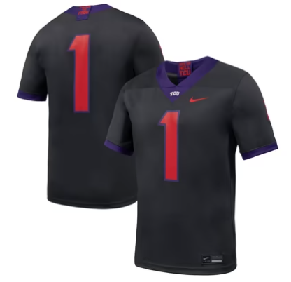 #1 TCU Horned Frogs Nike Alternate Game Football Jersey - Anthracite