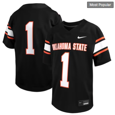 #1 Oklahoma State Cowboys Nike Alternate Game Football Jersey - Black