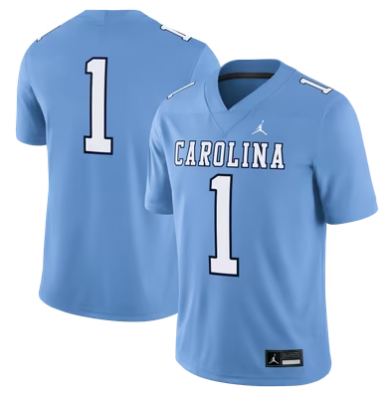 #1 North Carolina Tar Heels Jordan Brand Alternate Game Football Jersey - Carolina Blue