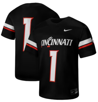 #1 Cincinnati Bearcats Nike Youth Football Game Jersey - Black