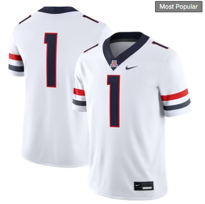 #1 Arizona Wildcats Nike Road Game Football Jersey - White