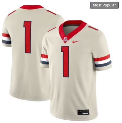 #1 Arizona Wildcats Nike Alternate Game Football Jersey - Cream