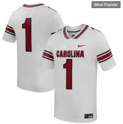 #1 South Carolina Gamecocks Nike Road Replica Football Jersey - White