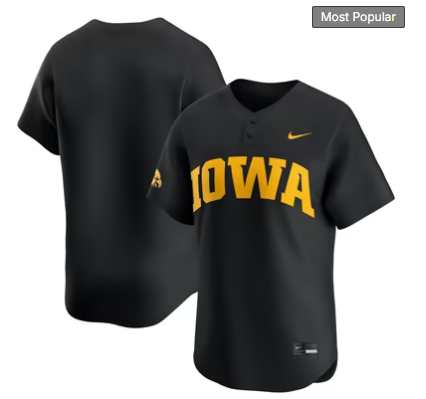 Iowa Hawkeyes Nike Home Limited Baseball Jersey - Black