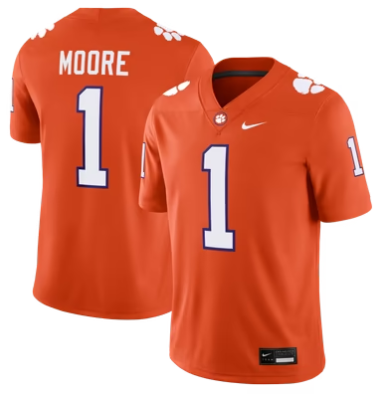 #1 T.J. Moore Clemson Tigers Nike Game Football Jersey - Orange