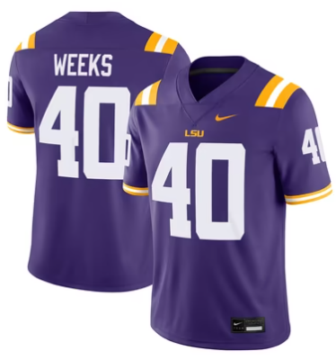 #40 Whit Weeks LSU Tigers Nike Home Game Jersey - Purple