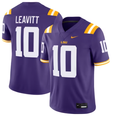 #10 Sam Leavitt LSU Tigers Nike Home Game Jersey - Purple