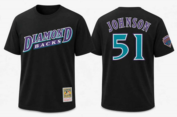 Men's Arizona Diamondbacks #51 Randy Johnson Black T-Shirt
