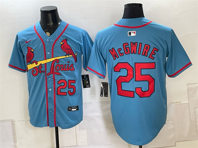 Men's St. Louis Cardinals #25 Mark McGwire Blue Alternate Limited Stitched Baseball Jersey