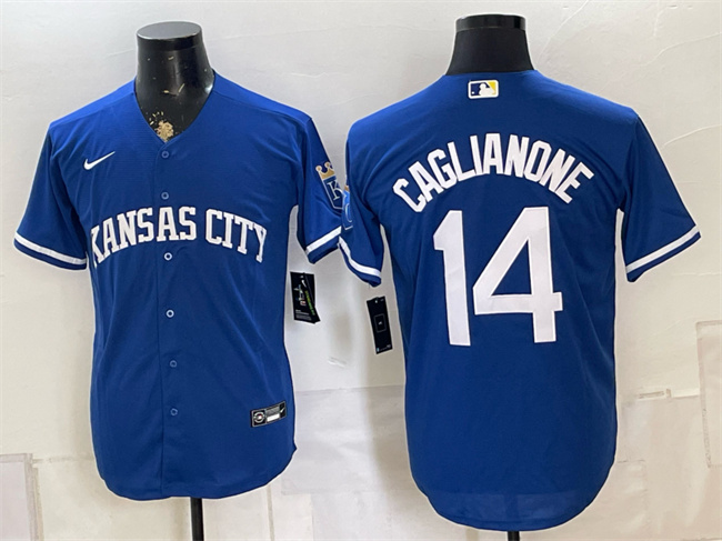 Men's Kansas City Royals #14 Jac Caglianone Royal Cool Base Stitched Baseball Jersey