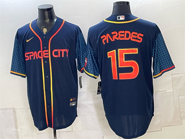 Men's Houston Astros #15 Isaac Paredes Navy City Connect Cool Base Stitched Jersey