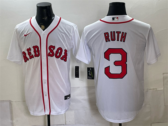 Men's Boston Red Sox #3 Babe Ruth White Cool Base Stitched Baseball Jersey
