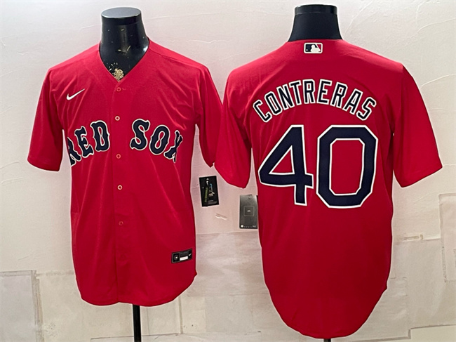 Men's Boston Red Sox #40 Willson Contreras Red Cool Base Stitched Baseball Jersey