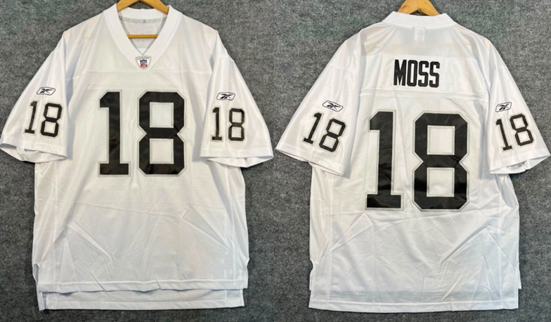Men's Las Vegas Raiders #18 Randy Moss White Stitched Jersey