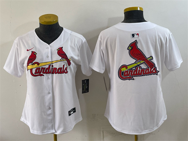 Women's St. Louis Cardinals Team Big Logo White Limited Stitched Baseball Jerseys(Run Small)