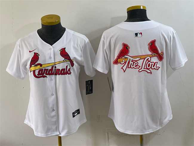 Women's St. Louis Cardinals Team Big Logo White Limited Stitched Baseball Jersey(Run Small)