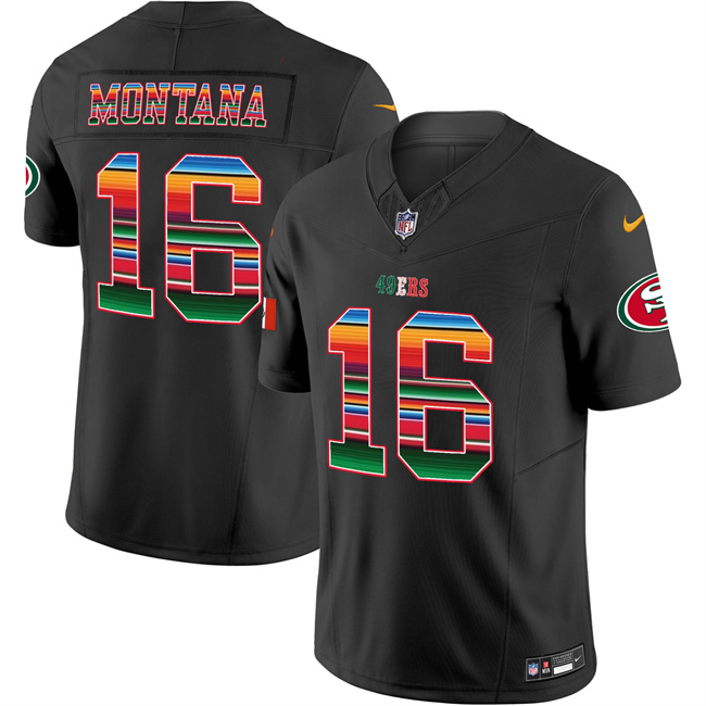 Women's San Francisco 49ers #16 Joe Montana Black Mexico 2026 F.U.S.E. Vapor Untouchable Limited Stitched Football Jersey(Run Small)