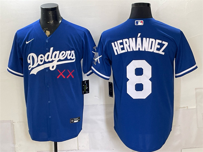 Men's Los Angeles Dodgers x KAWS #8 Enrique Hernandez Royal Vapor Premier Limited Stitched Baseball Jersey
