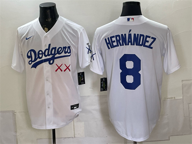 Men's Los Angeles Dodgers x KAWS #8 Enrique Hernandez White Vapor Premier Limited Stitched Baseball Jersey