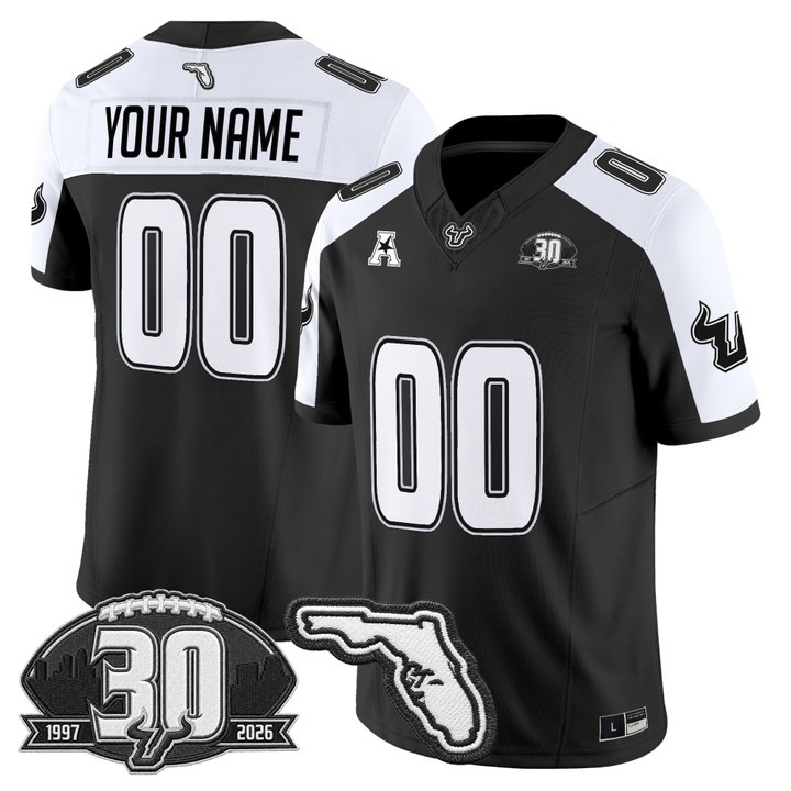 South Florida Bulls 30th Anniversary Patch Vapor Limited Custom Jersey Black Alternate - All Stitched