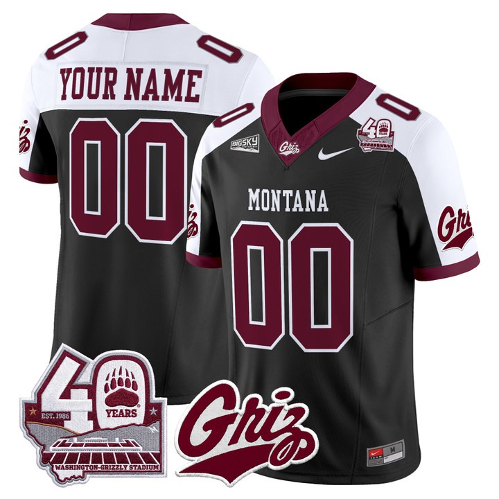 Montana Grizzlies 2026 Vapor Limited Custom Jersey - 40th Anniversary Patch Black Alternate - All Stitched